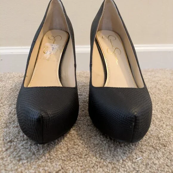 Jessica Simpson Black Textured Platform Pumps - Size 10 - Classic Stiletto Heels - Picture 2 of 4
